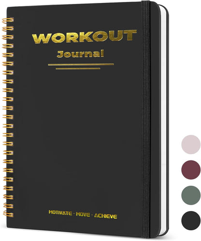 Undated Fitness Workout Journal for Men & Women, A5(8.5" X 6.7") Fitness Journal Workout Planner, Workout Log Book Planner for Tracking, Motivating, and Achieving Your Fitness Goals - Black