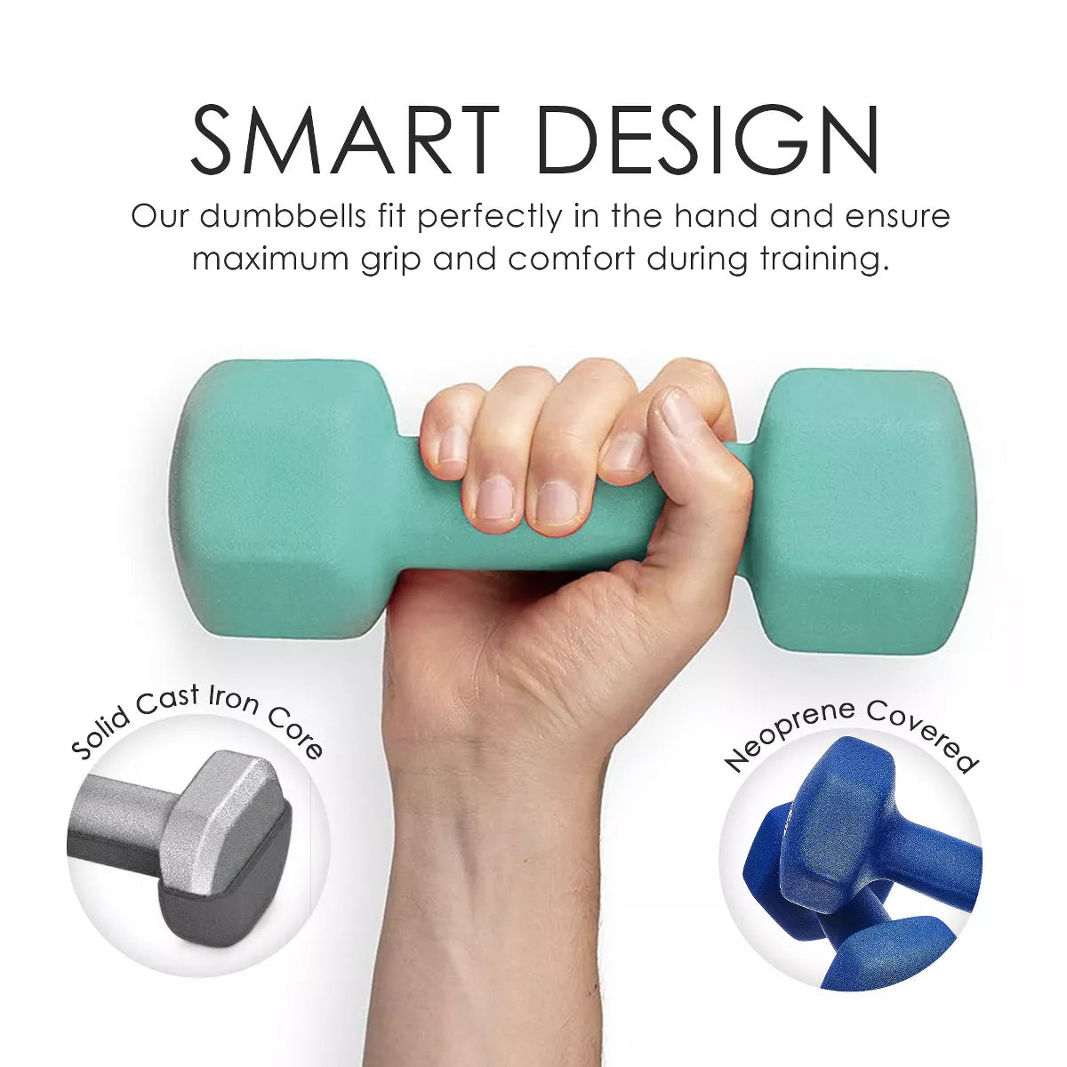 Holahatha 5, 10, and 15 LB Neoprene Dumbbell Free Hand Weight Set W/ Rack, Multi